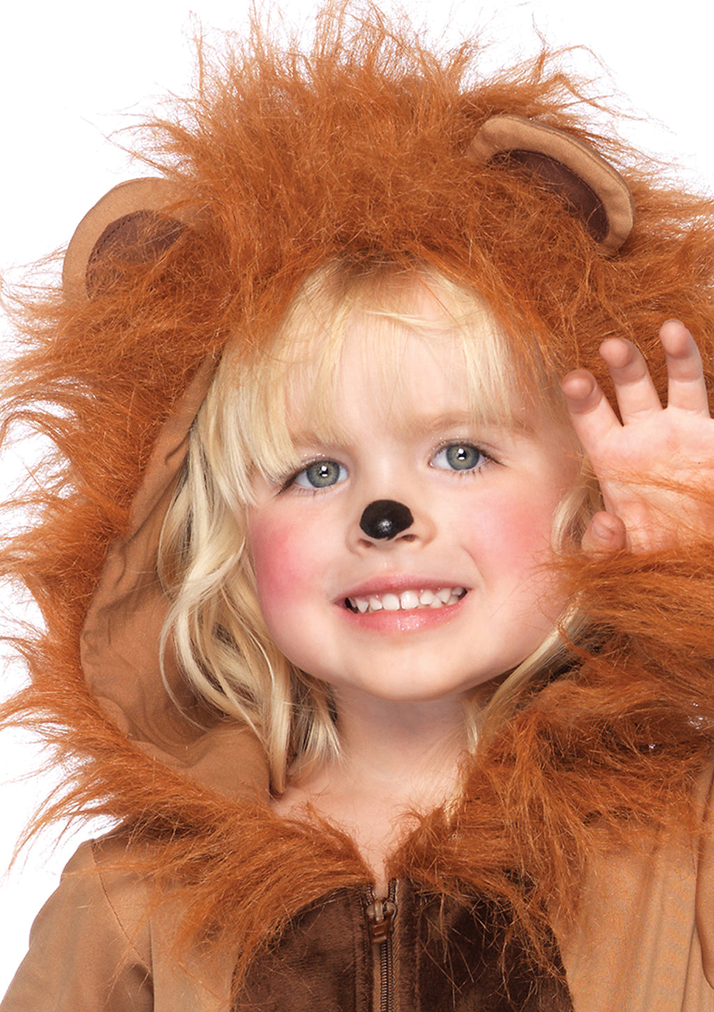 Girl’s 1 PC Cuddly Lion Costume, Includes Zipper Front Petticoat Dress With Attached Tail and Furry Lion Mane Hood