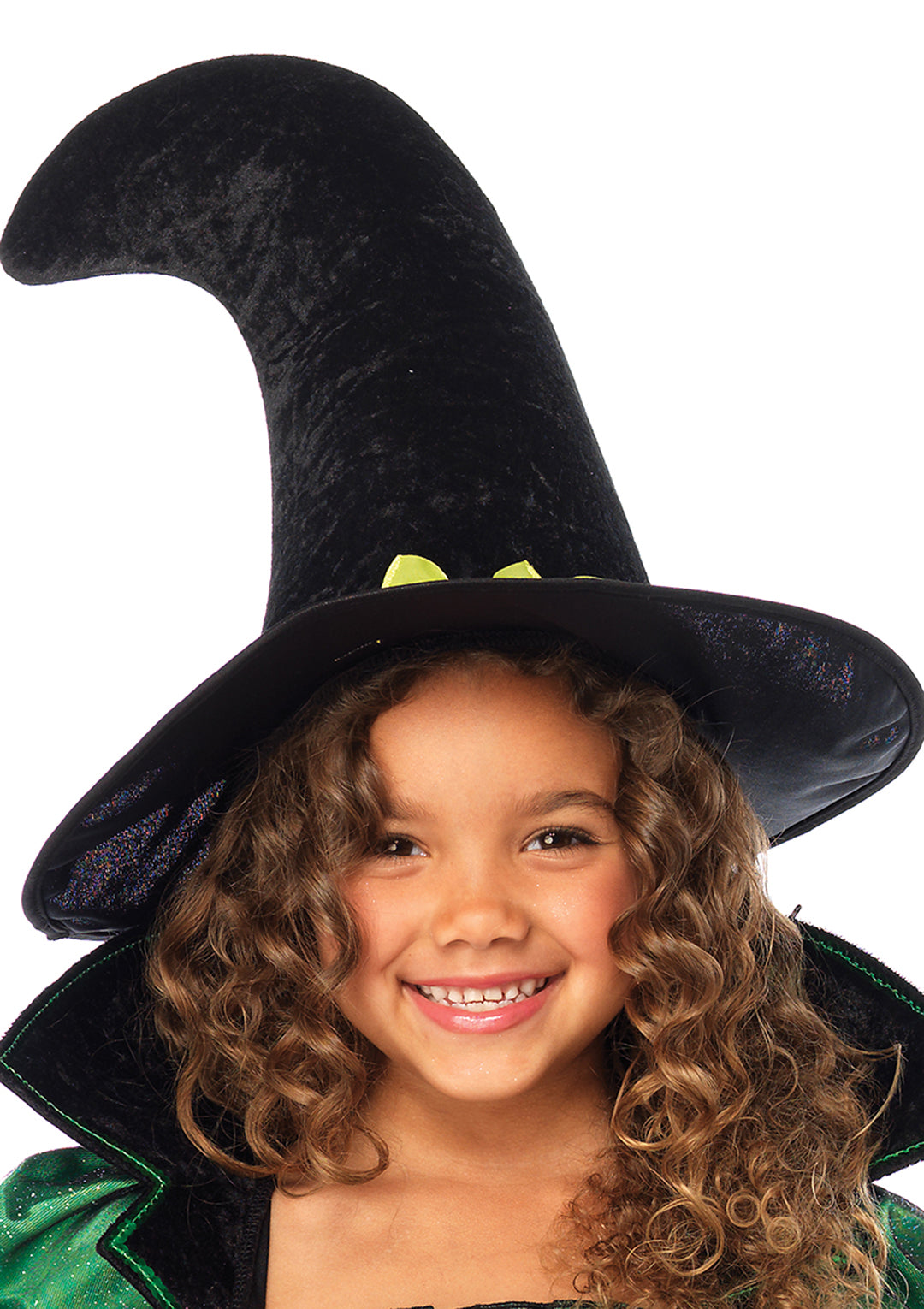 Girl’s 2 PC Storybook Witch Costume, Includes long ruched dress with layered glitter tulle and witch hat