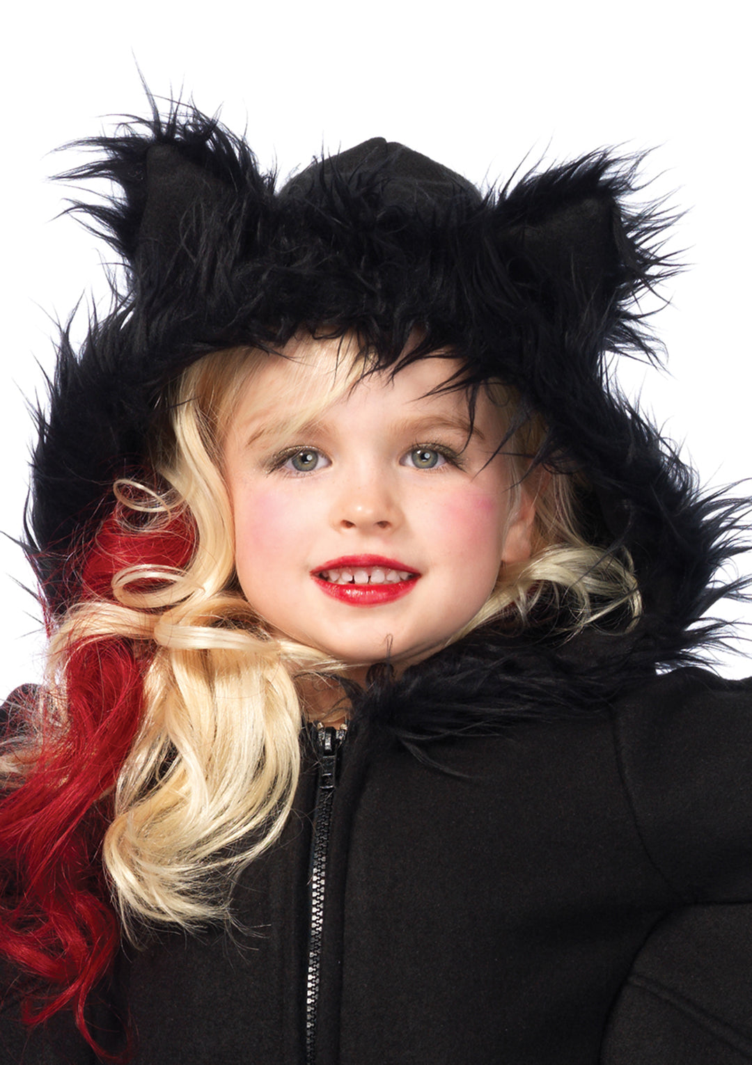Girl’s 1 PC Cozy Bat Costume, Includes Zipper Front Fleece Dress with Bat Wing Sleeves and Furry Ear Hood