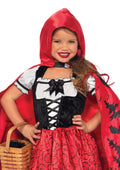Girl’s 2 PC Storybook Riding Hood Costume, Includes Peasant Dress and Hooded Cape with Illustration Back Detail