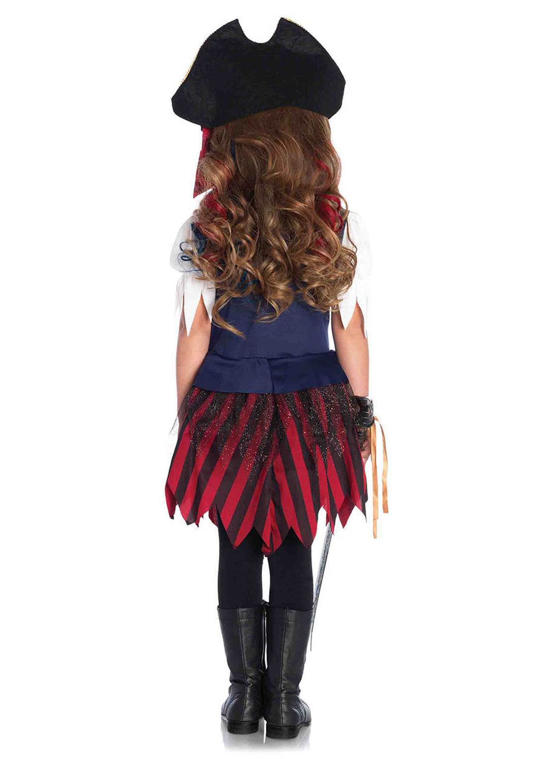 Girl’s 2 PC Caribbean Pirate Costume, Includes Dress with Attached Belt and Pirate Hat