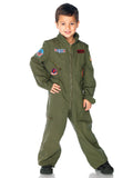 Boys 1 PC Top Gun Flight Suit Costume, Includes Zip-Up Jumpsuit with Badge Accents