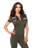 1 PC Top Gun Flight Suit Costume, Includes Spandex Catsuit with Interchangeable Maverick and Goose Name Badges
